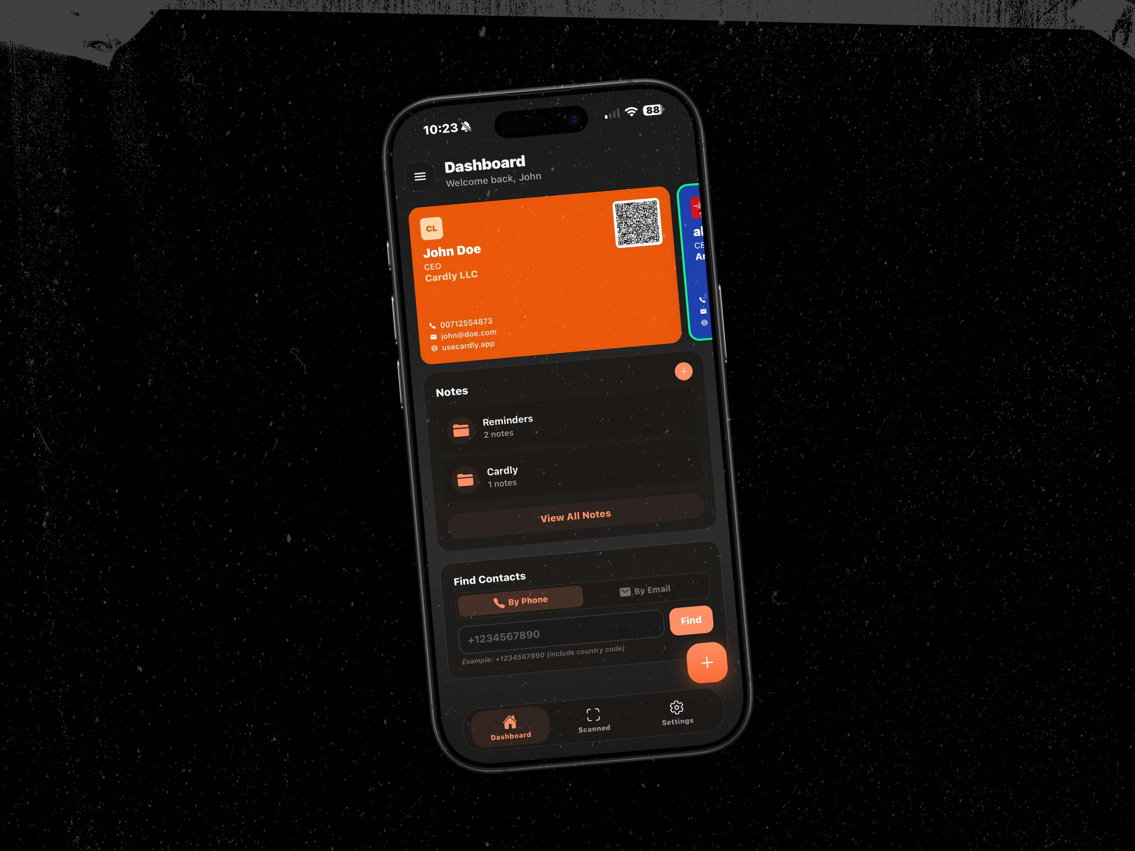 Cardly card actions sheet shown on a phone